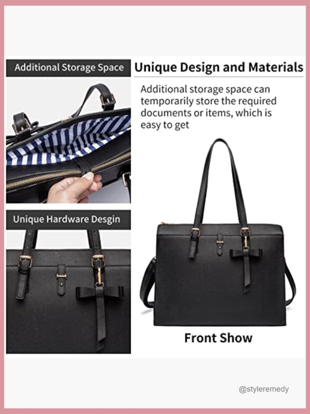 Large PU Leather Laptop Tote Set with USB Charging Port - Picture 6 of 7